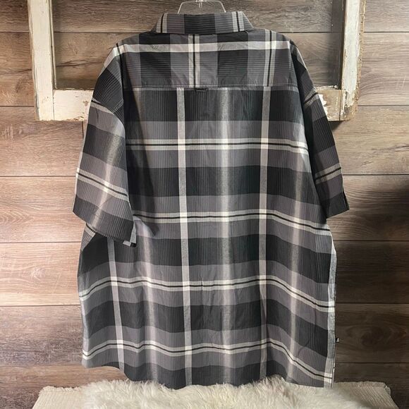 NWT ABLANCHE New York Men’s Plaid Button Up Dress Shirt Black Charcoal Size 5XL - Picture 4 of 7